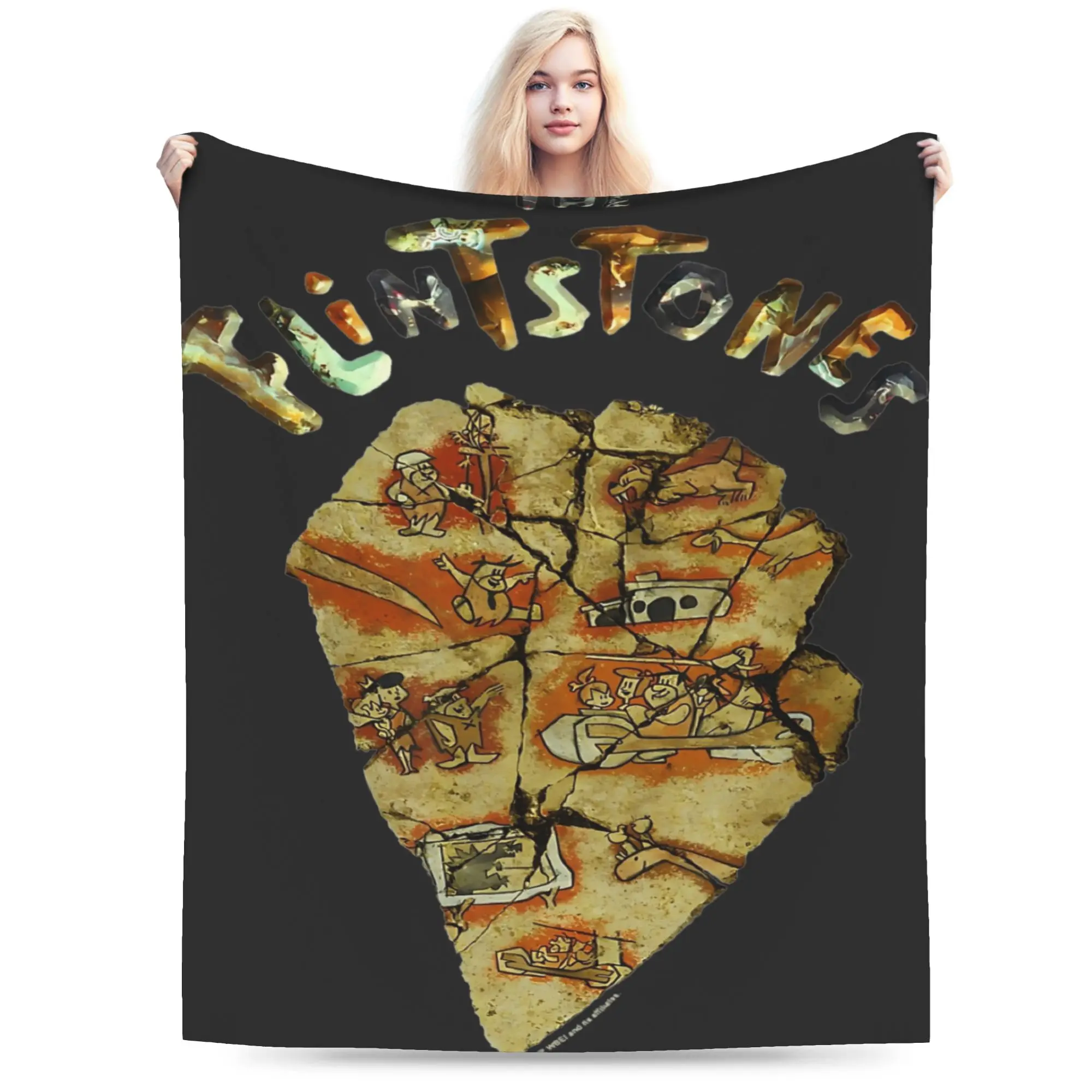 Vintage Movie The Flintstone cartoon Sitcom  Blankets Flannel  Relax Soft Throw Blankets for Bedding Plush Thin Quilt