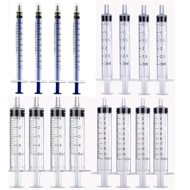 Juego de 100 Jeringas de Plástico de 1 ml, 3 ml, 5 ml y 10 ml, sin Aguja, en Envases Individuales, para Medir Nutrientes, Cultivos Hidropónicos, Herramientas de Muestreo