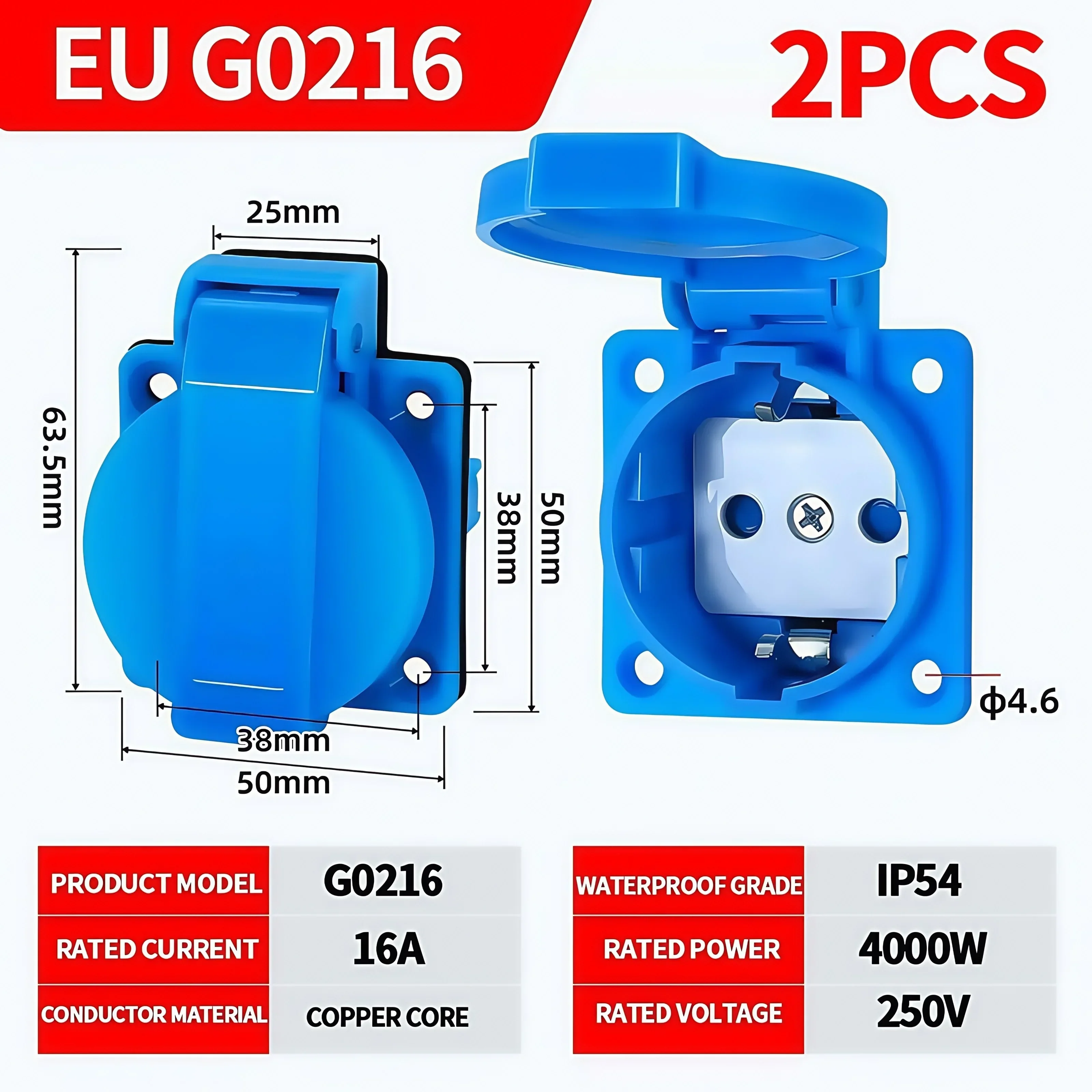 IP54 étanche note ue royaume-uni brésil français allemand prise extérieure 16A 250V qualité industri