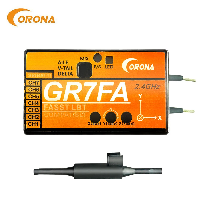 Corona GR7SF S-FHSS GR7FA FASST 7CH S.BUS Receiver Built-in 3 Gyro Compatible Futaba Transmitter RC Airplane Drone