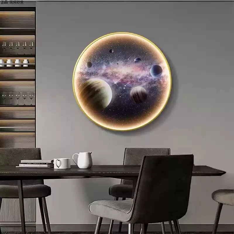 

2025 New Style Bedside Decorative Painting, Circular, Simple and Modern, Light Luxury, Cosmic Starry Sky and Moon, Atmosphere Wa