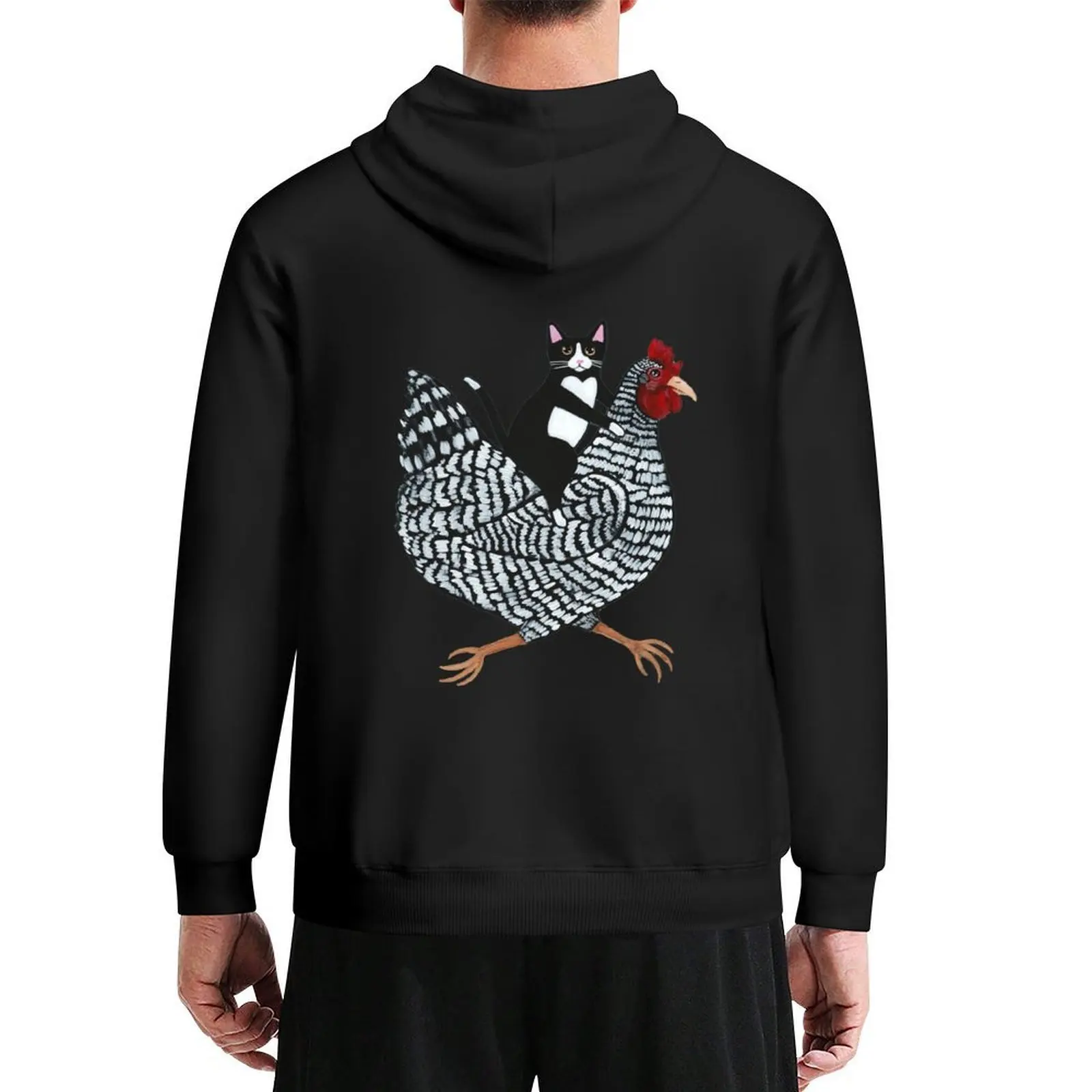 

Tuxedo Cat Chicken Ride Hoodie male clothes graphic t shirts men mens designer clothes men clothes anime hoodie