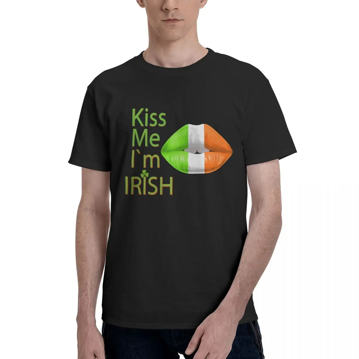 Men's 100% Cotton Printed Short Sleeve T-Shirt, Hip-Hop Niche Creative Design, Soft Cotton Top for Company Gatherings