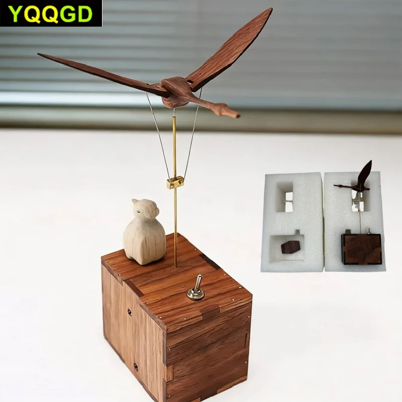 1PCS Mechanical Swan Ornament, Handcrafted Wooden Electric Bionic Marine Biological Dynamic Model, Desktop Relaxation Decor