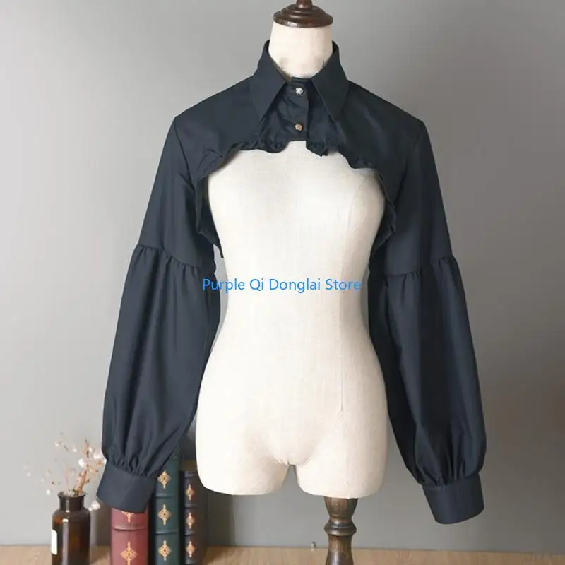 L21E Women Stylish Detachable Half Shirt Long Sleeve Lapel Blouse False Collar Dickey