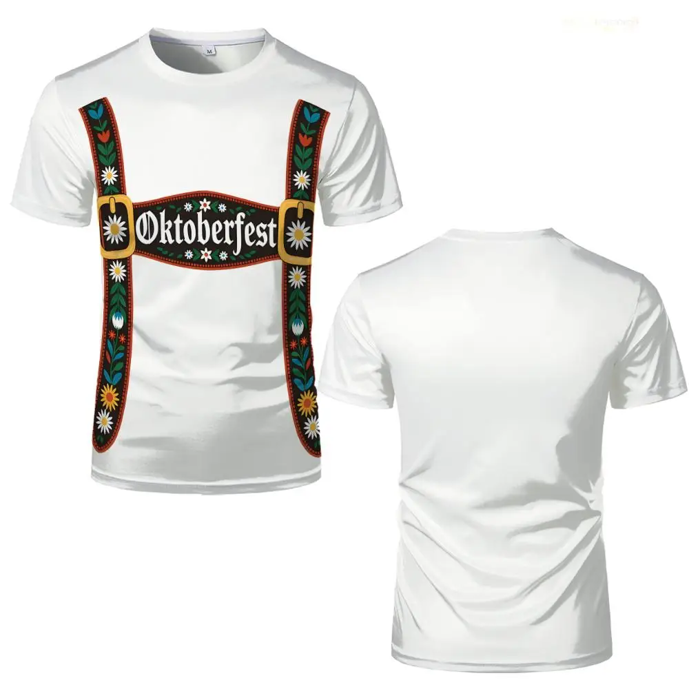 

Bavarian-style Printed Breathable Tee German Oktoberfest Party T-shirt Men's And Women's Oversized Crew Neck Short-sleeved Tops