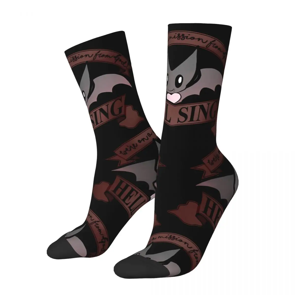 Groovy Men's Socks Vintage Harajuku Hellsing Street Style Novelty Pattern Crew Sock