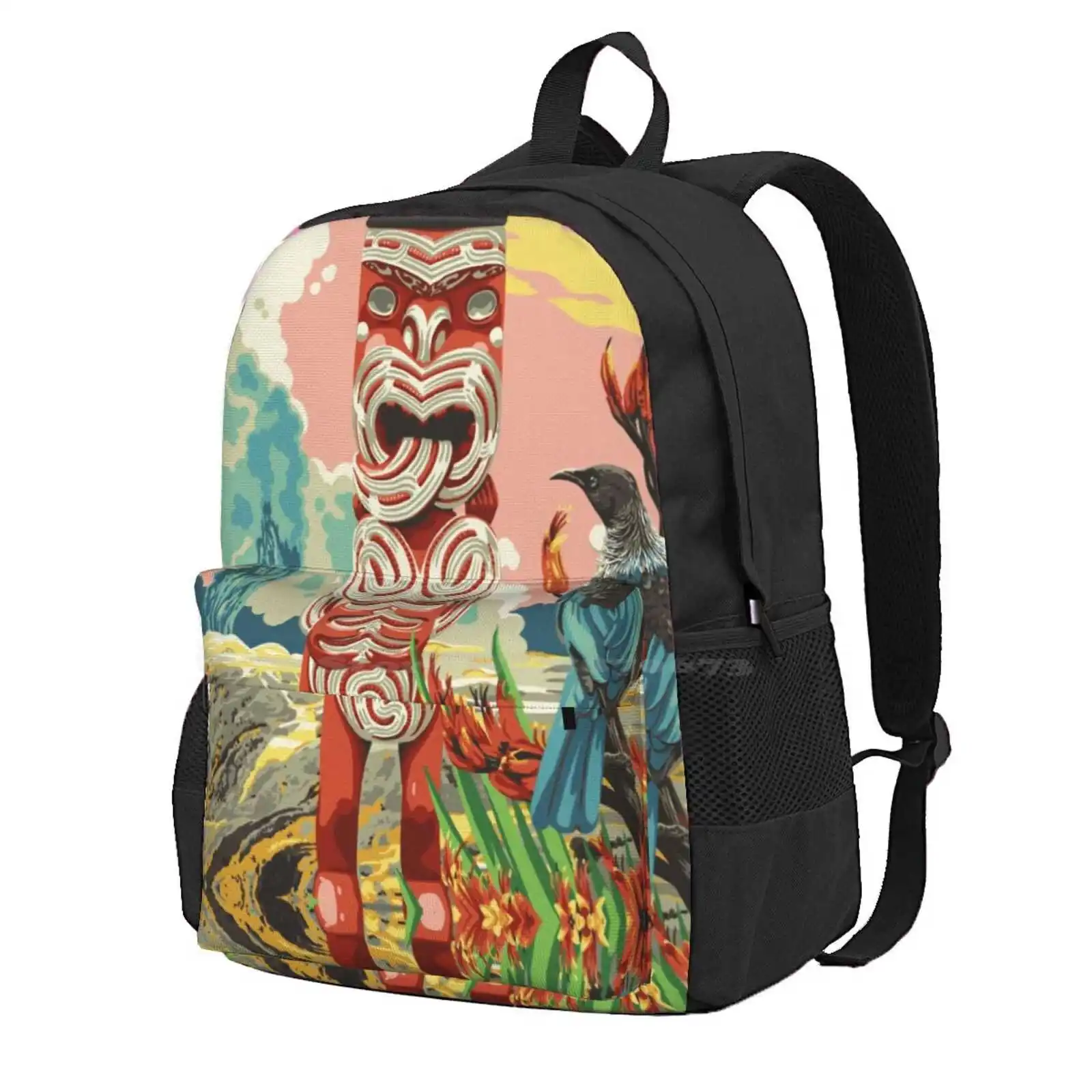 Rotorua Hot Sale Schoolbag Backpack Fashion Bags Nz Vintage Rotorua Travel Tourism New Zealand Maori Tui Harakeke Geyser Colour