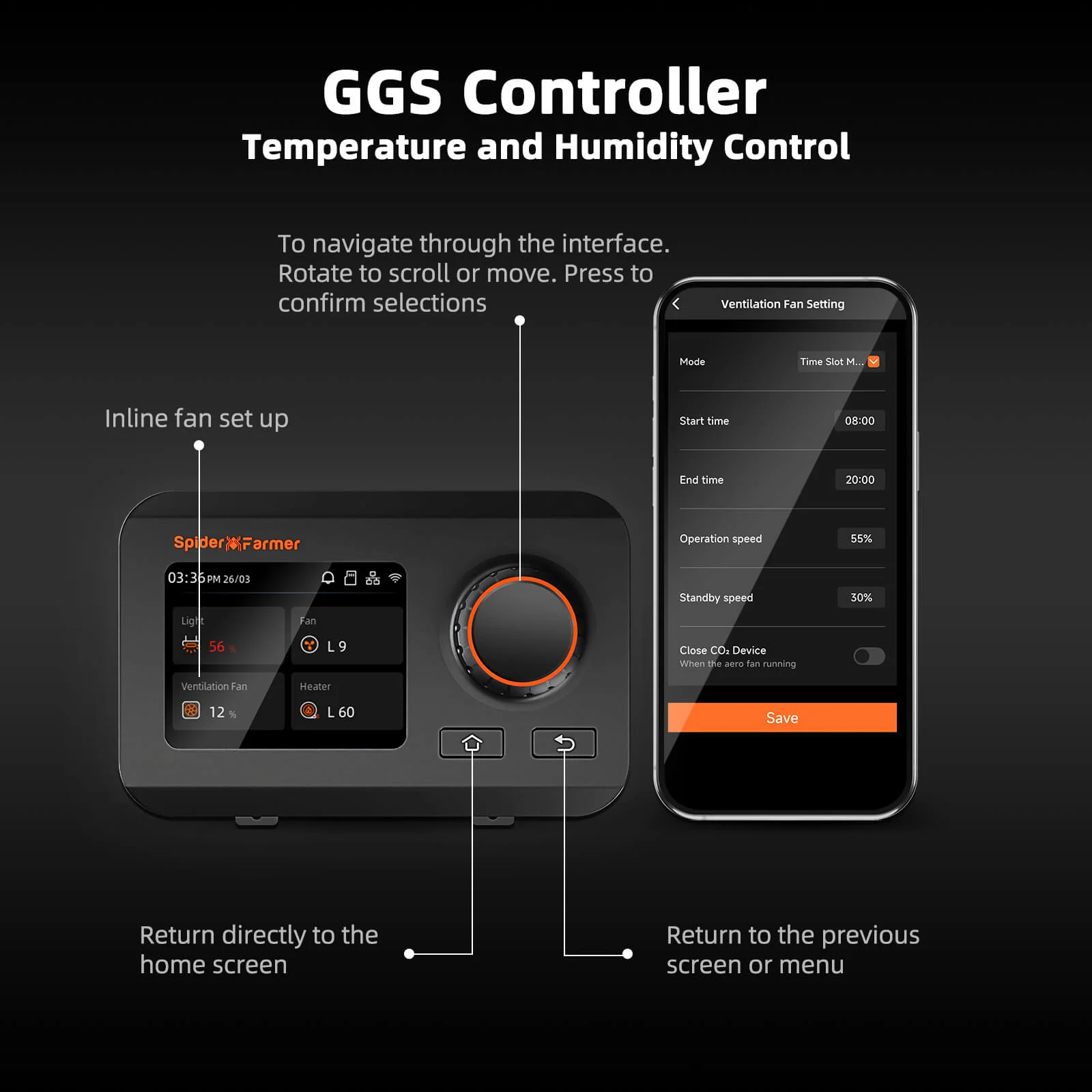 

Spider Farmer 4"/6" Inline Fan with GGS Controller, Smart APP Control, Ventilation Air Cooling Fan for Grow Tent