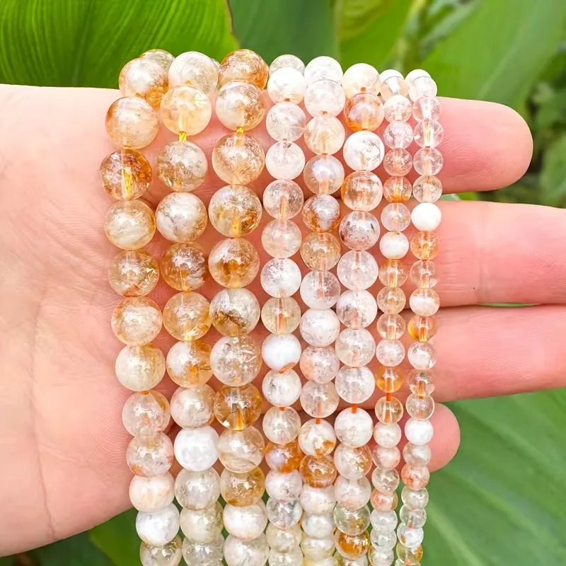 4/6/8/10mm Naturstein Citrin Phantom Quarz Perlen Runde Kristalle für Schmuckherstellung DIY Zubehör Halskette Armband Accessoire – Detail 3