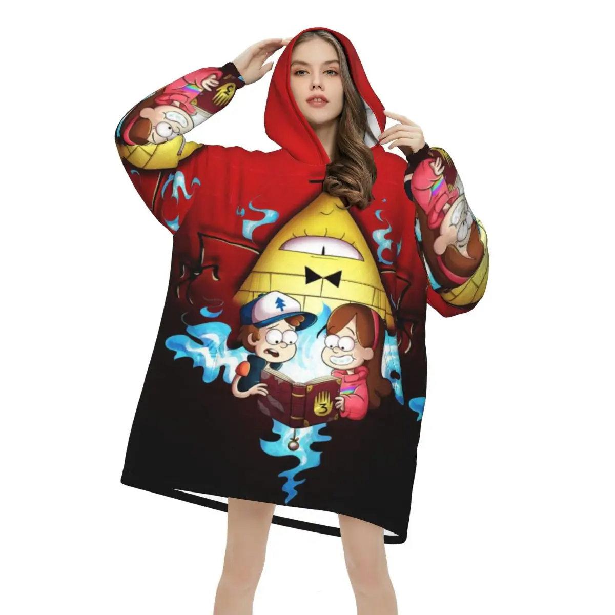 Gravitys Falls Oversized Blanket Hoodie Sweatshirt Long Fleece Hooded Wearable Blanket with Large Pocket for Women Men