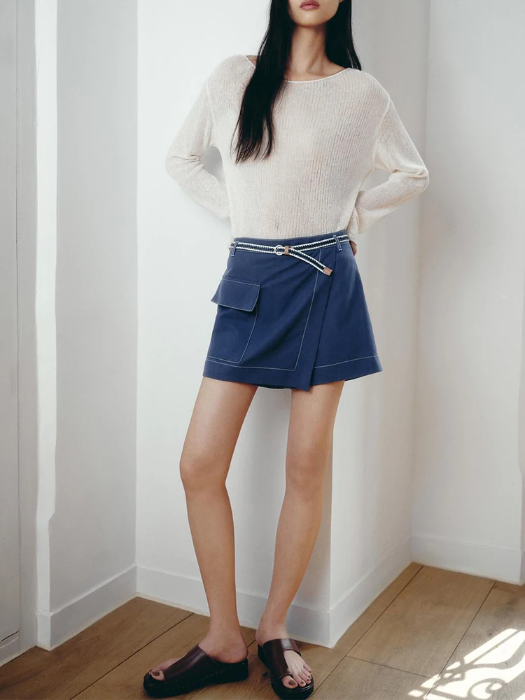 Neue Sommerprodukte im europäischen und amerikanischen Stil, Damenbekleidung, modisch mit Gürtel, hohe Taille, lässige Rockhose