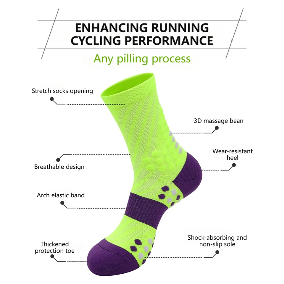 1 Pair Cycling Sports Sock for Men Woman Summer Running Compression Soccer Socks Cushioned Moisture Wicking Stretch Socks