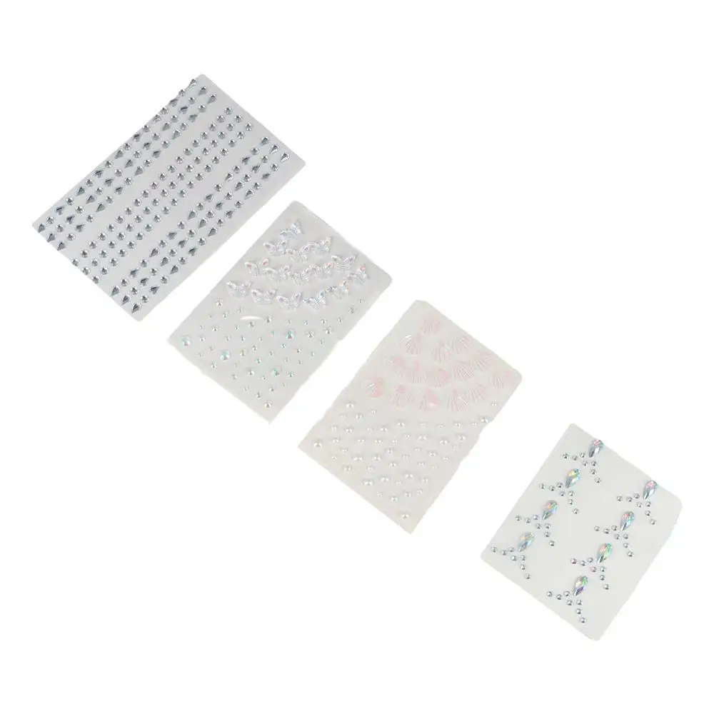 Adesivi per gioielli viso 3D moda Adesivi colorati con paillettes glitterate Adesivi con strass Perle fai da te Adesivi per tatuaggi usa e getta Donne