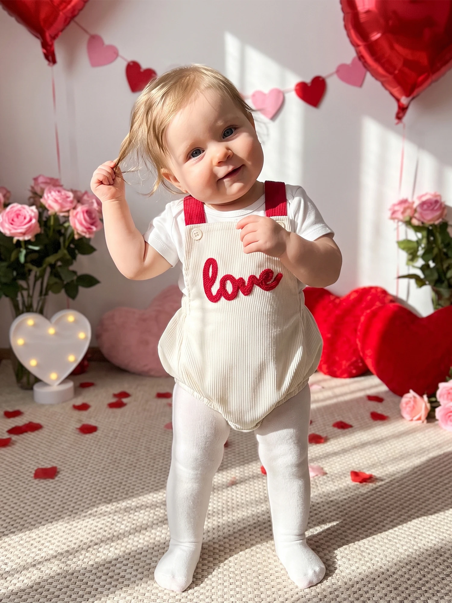 Sleeveless Romper Lettering Valentines Romper Lettering Baby Embroidery Sleeveless Towel-Embroidery-Sleeveless Professional