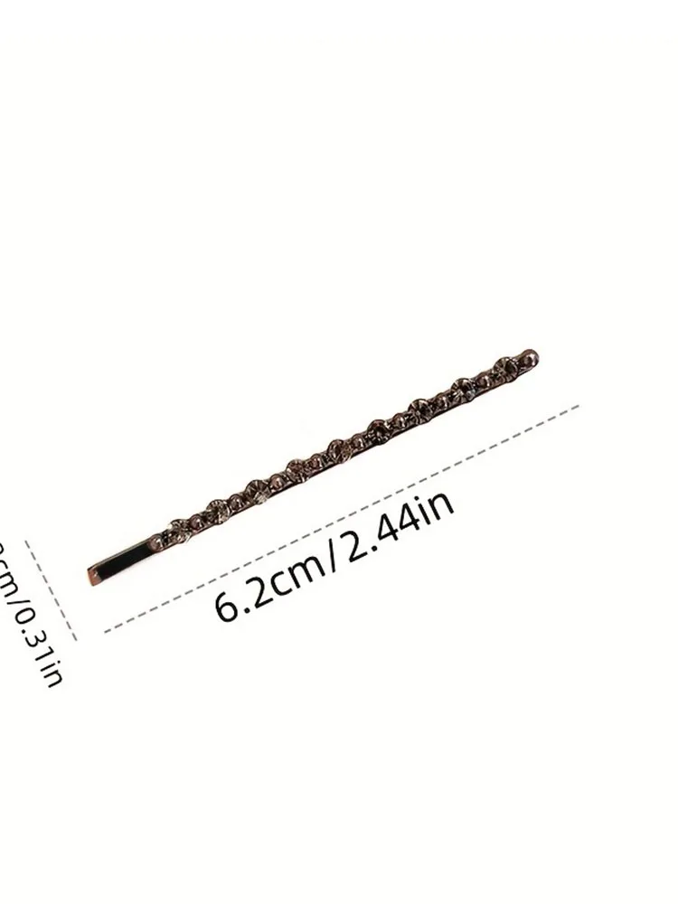 2-teiliges, funkelndes, mit Diamanten verziertes schwarzes Einweg-Haarspangen-Set – luxuriöse Textur für Damen, täglicher Pony, Styling, modische Kopfbedeckung – Detail 1
