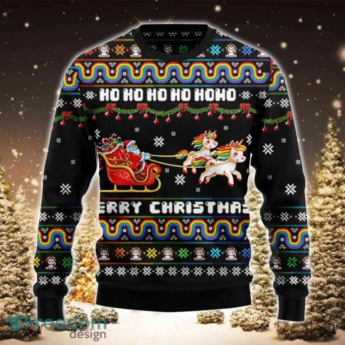 2025Men's Sweater Autumn Winter New Knitted Hoodie Sweater European and American Santa Claus Printed Long Sleeve Top