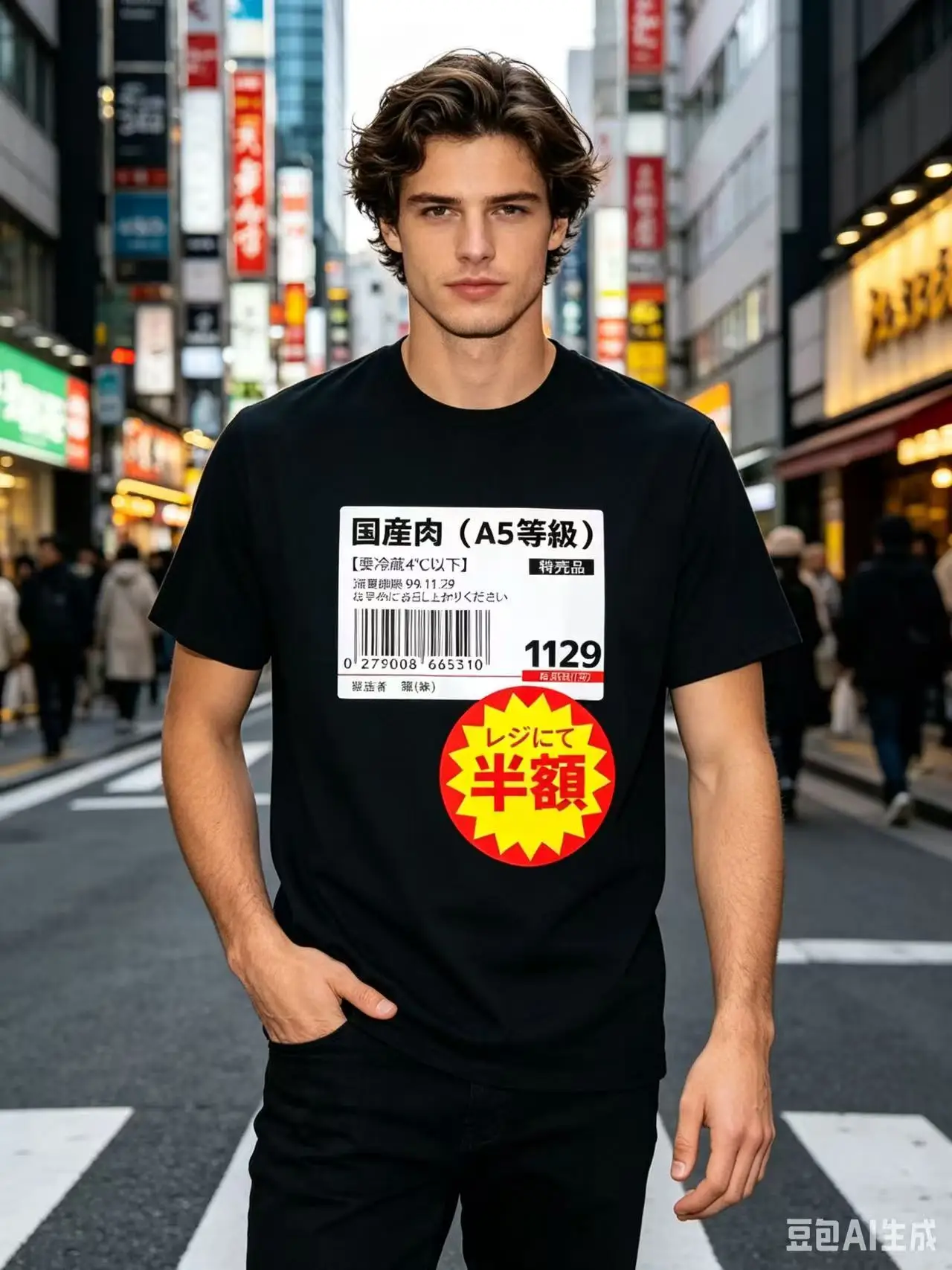 Interesting Japanese Meat Pure Cotton Printed Men's and Women's Personalized Round Neck T-shirt New Fashionable Loose T-shirt