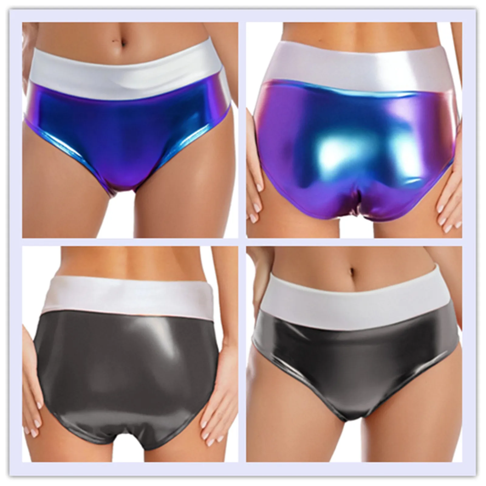 

Womens Metallic Bikini Bottoms Briefs Panties Shiny Booty Shorts Hot Pants Beach Pool Party Rave Clubwear Music Festival Costume