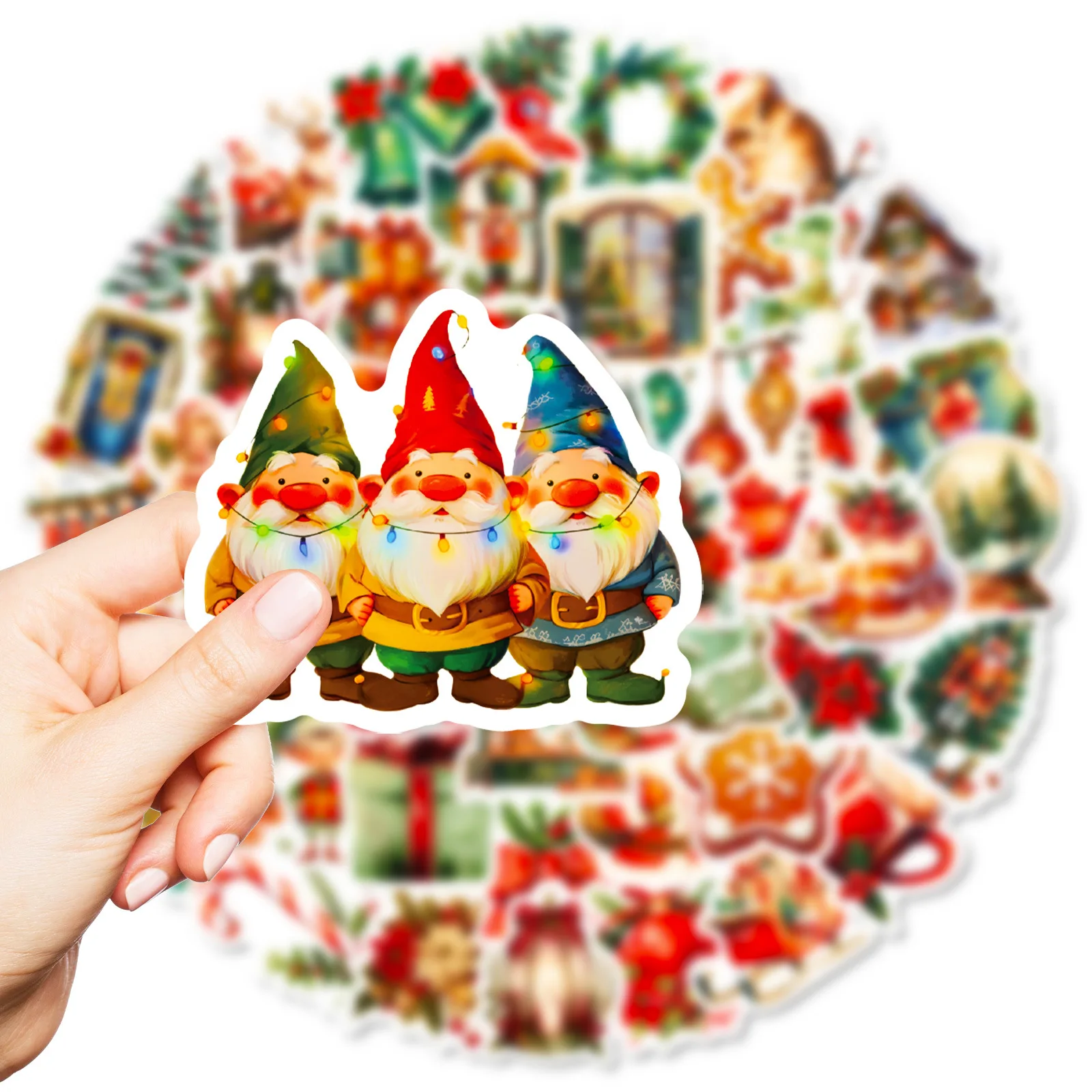 

50PCS Cartoon Christmas Cute Funny Graffiti Decoration Sticker Personalized DIY Wardrobe Stationery Box Desk Book Scrapbook