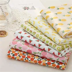 6 Pcs 40*50cm Watermelon, Banana, Pineapple, Kiwi Fruit Printed Cotton Fabric Sewing Material Patchwork Cloths Quilting Fabrics