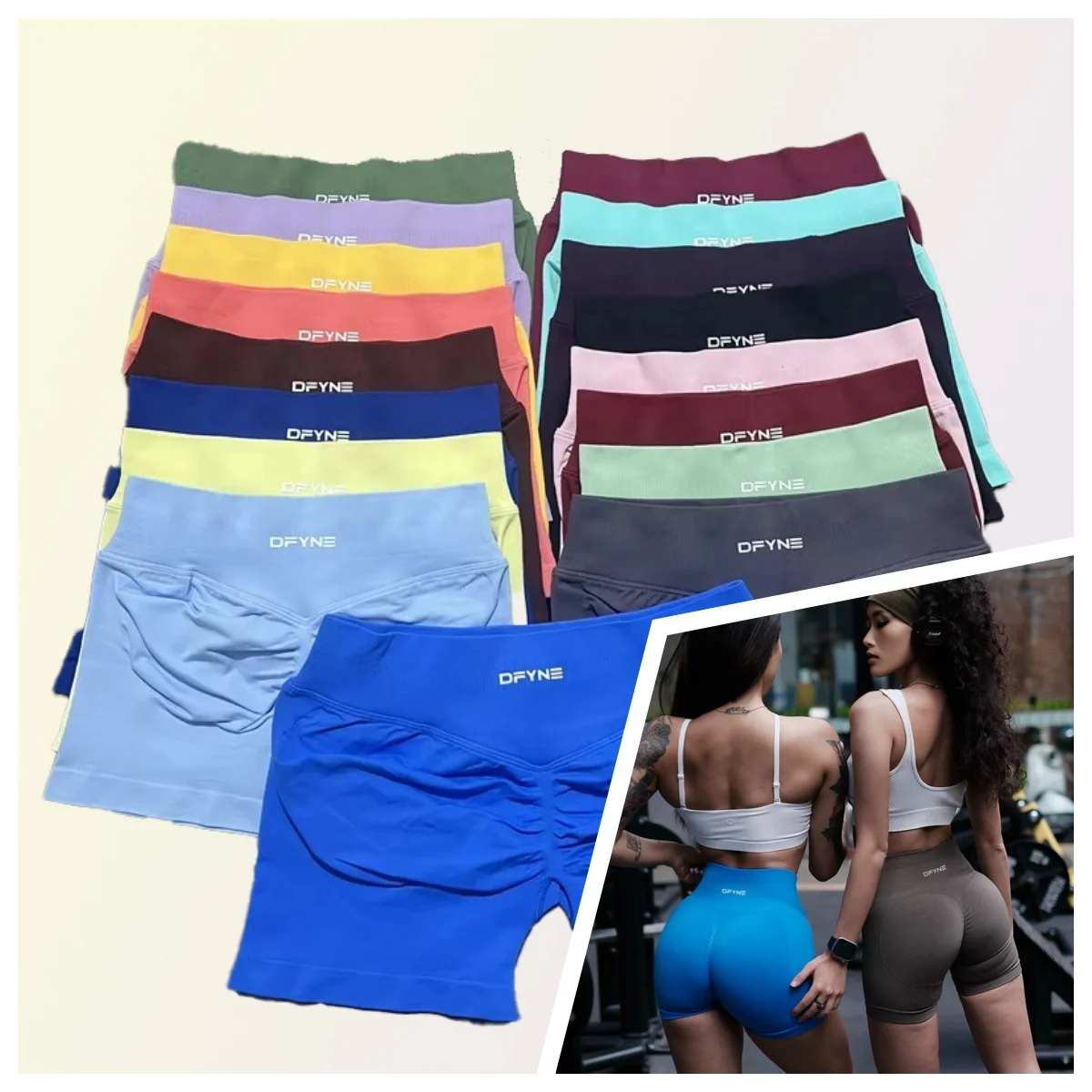 DFY النساء اليوغا السراويل عالية الخصر تجريب السراويل اللياقة البدنية اليوغا رفع بعقب اللياقة البدنية السيدات اليوغا رياضة الجري سراويل قصيرة ملابس رياضية