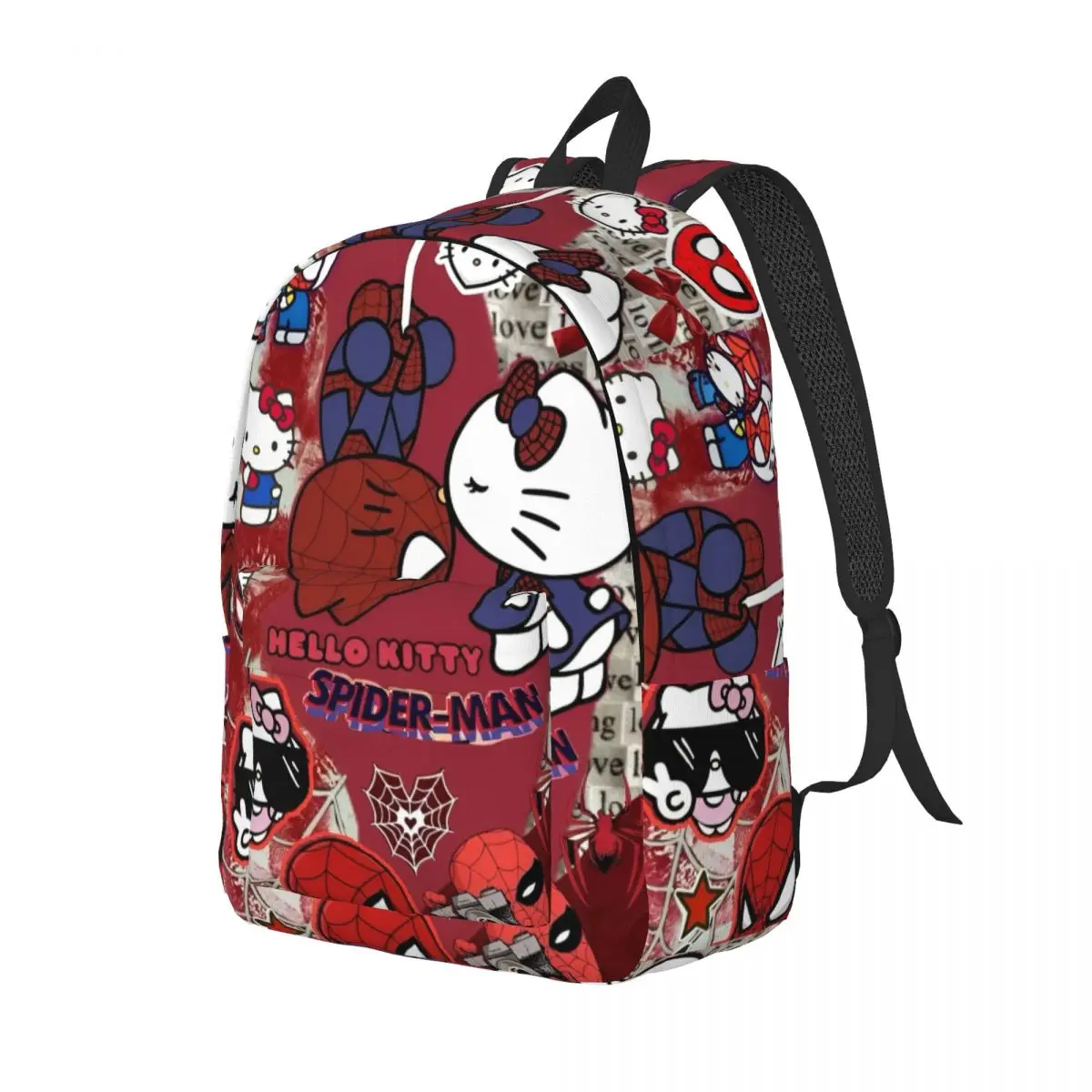 Spiderman Love Hello Kitty Teenage Backpack Outdoor High School Business Daypack for Men Women Laptop Shoulder Bag