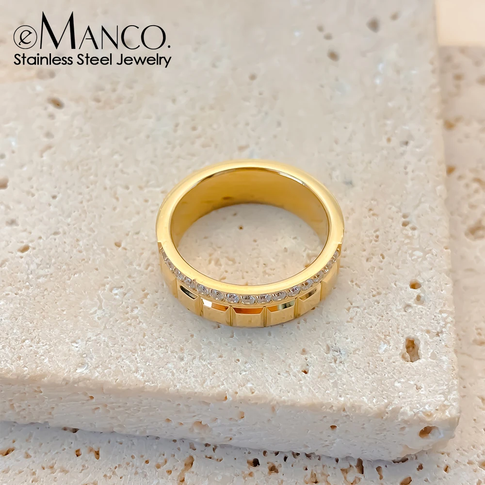 EMANCO  Fashion Couple Rings Trendy Men's Stainless Steel Zirconia Ring Wedding Band Jewelry Gift 48 Hours Shipping