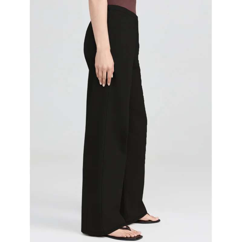   2025 casual chique calças de perna larga feminina cintura regular elástico emagrecimento preto escritório diariamente respirável