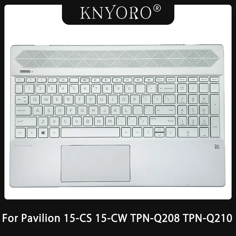 New Laptop US Russian Keyboard For HP Pavilion 15-CS 15-CW TPN-Q208 TPN-Q210 Palmrest Upper Cover with Backlight Keyboard Silver