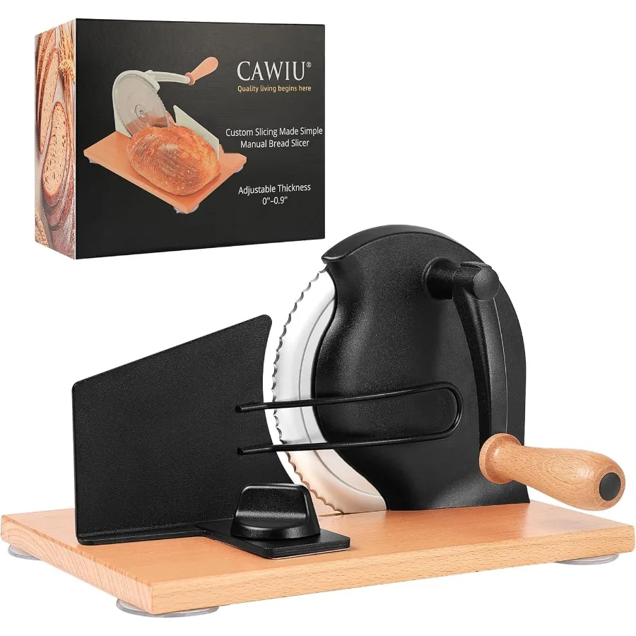 

Upgraded Manual Bread Slicer for Homemade Sourdough with Adjustable Thickness Setting Hand Crank Mechanism Stainless Steel Blad