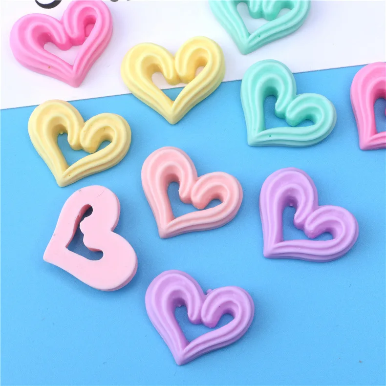 100pcs Cartoon Heart Shape Churro Food Biscuit Resin Charm Cabochon Diy Scrapbook Cell Phone Crafts Decor Supplies 26x21mm