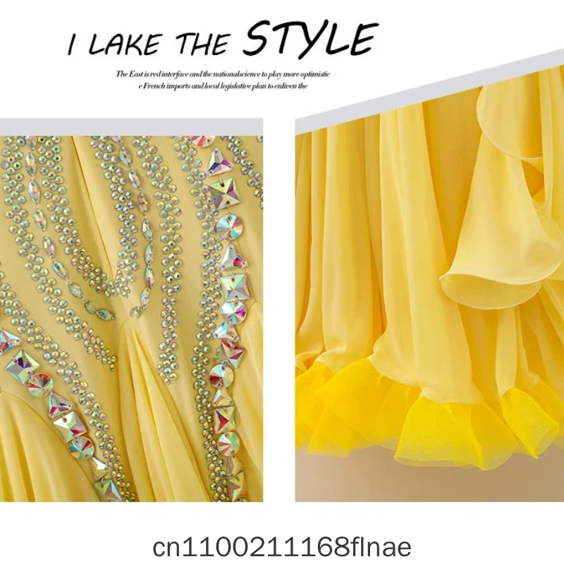 Advanced Modern Dance Costume MY928 New Goose Yellow Elegant Ballroom Dance Waltz Skirt Women's Stage Dance Performance