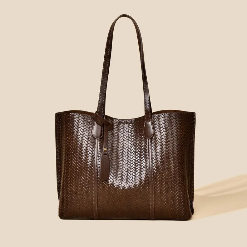 

Luxury Leather Tote Bag Paris Designer Vintage Style Large Capacity Messenger Purse Elegant Business Shopper Women