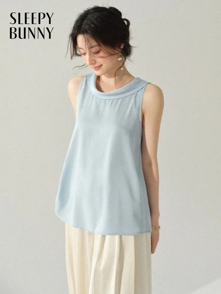 

Women Sleeveless Cowl Neck Camisole Loose Fit A Line Top Elegant Tank Summer Casual Soft Blouse French Style Lady Daily Wear