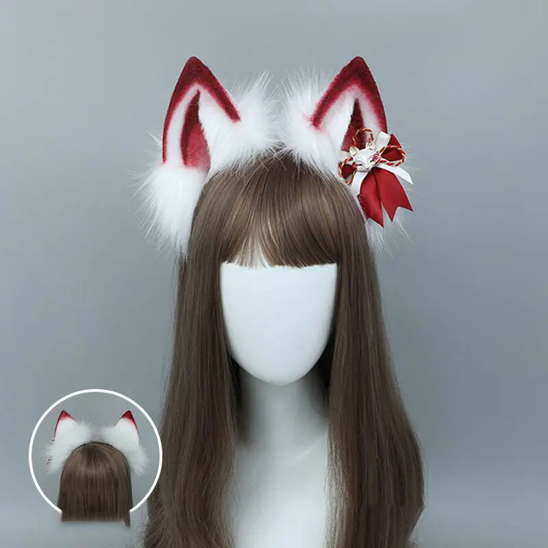 Simulation animal ear tail suit role play accessories cute plush Japanese headdress hair accessories rice fox suit