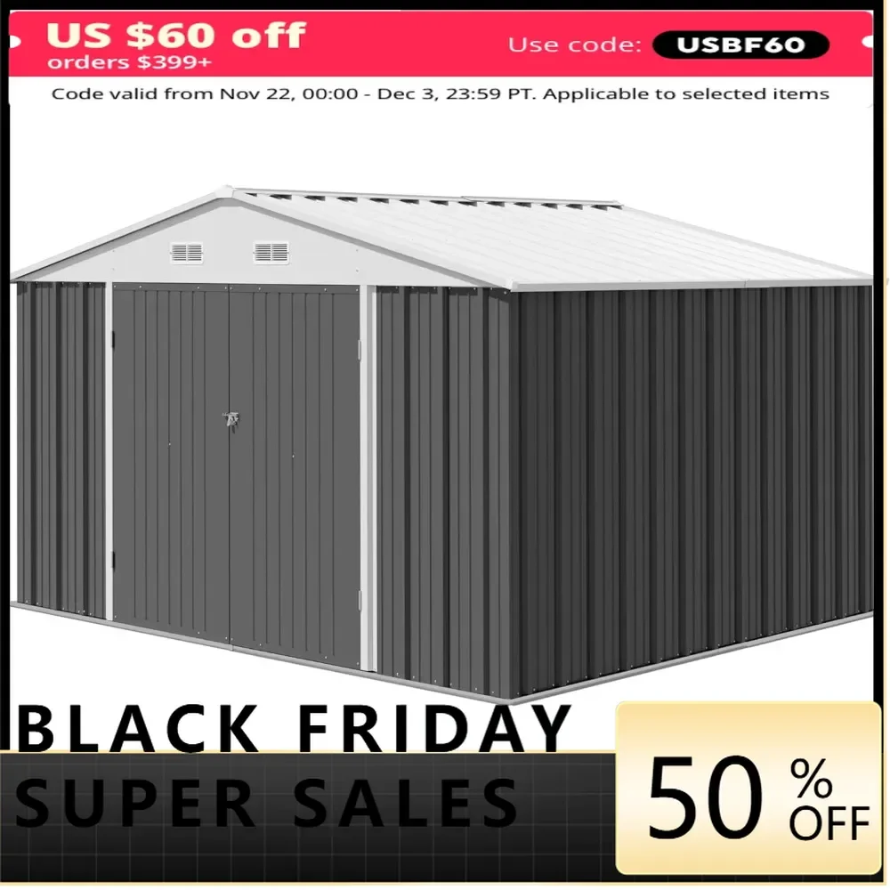 

8 x 10 FT Outdoor Storage Shed, Metal Garden Sheds & Outdoor Storage Clearance, Large Tool Shed Outdoor with Single Door