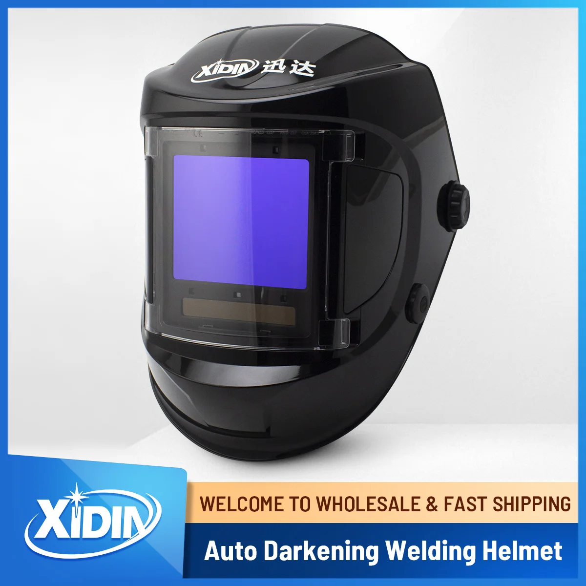 Welding Helmet Auto Darkening,Welding Hood Solar Powered 98*87mm,Mask With 4+1 Arc Sensors Wide Shade W3/4-8/9-14 for,X2-Black