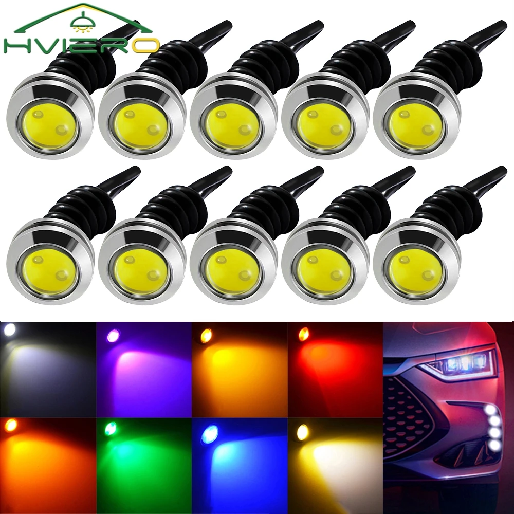 10PCS 18mm Auto Led Eagle Eye Silver Shell Bulb DayTime Running Turn Signal Backup Parking Lamp Fog Light Waterproof Multicolor