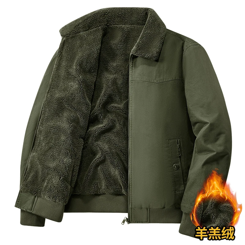 

Jackets Men's Winter Plus Velvet Jacket Casual Warm Cargo Jacket Coats Male Turn-Down Collar Bomber Jackets Outdoor Windbreaker