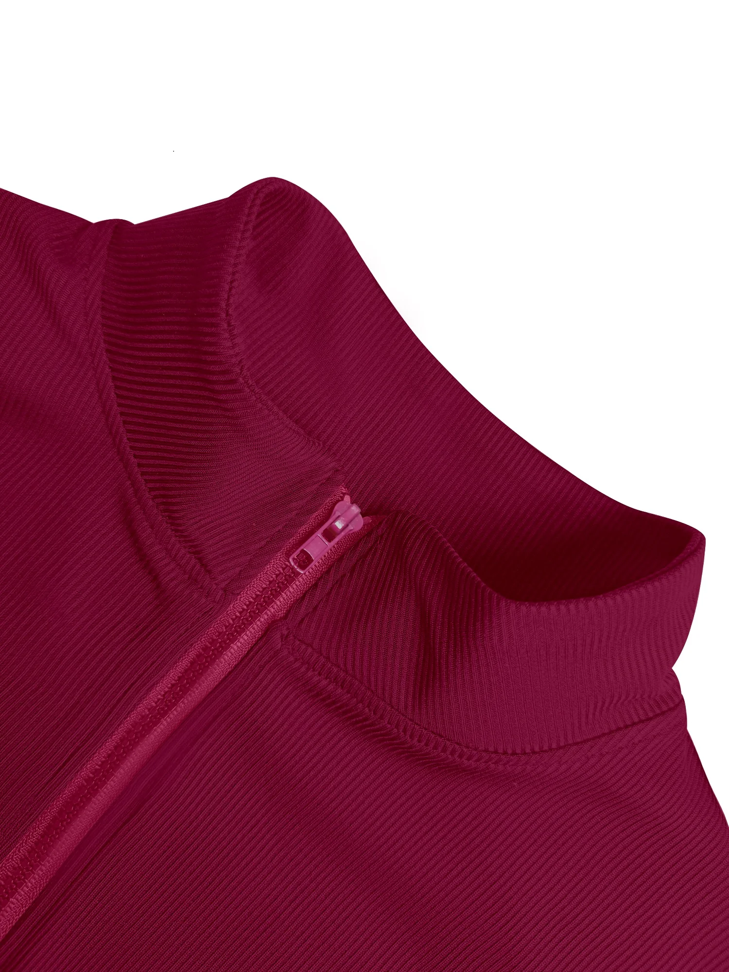 Figure-Hugging Ribbed Zip-Up Athletic Top, Fitted Layer for Y2K Style & Trendy Daily Streetwear - view 3
