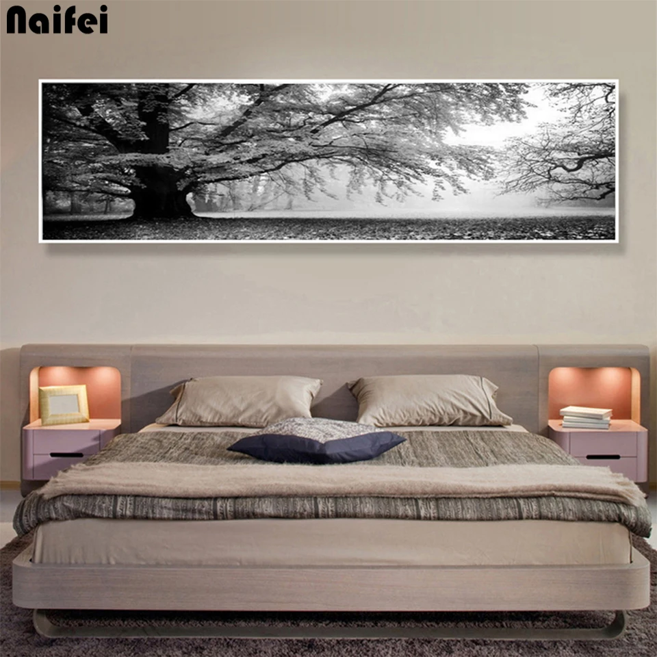 

Black and white tree landscape large 5d diy diamond paintings full square round drill diamond embroidery picture mosaic kit