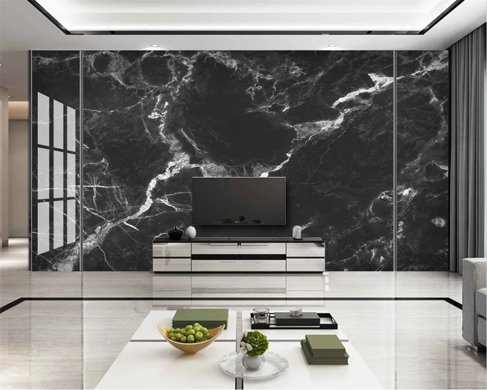 beibehang papel de parede Customized new modern light luxury dark gray black marble stone background wallpaper