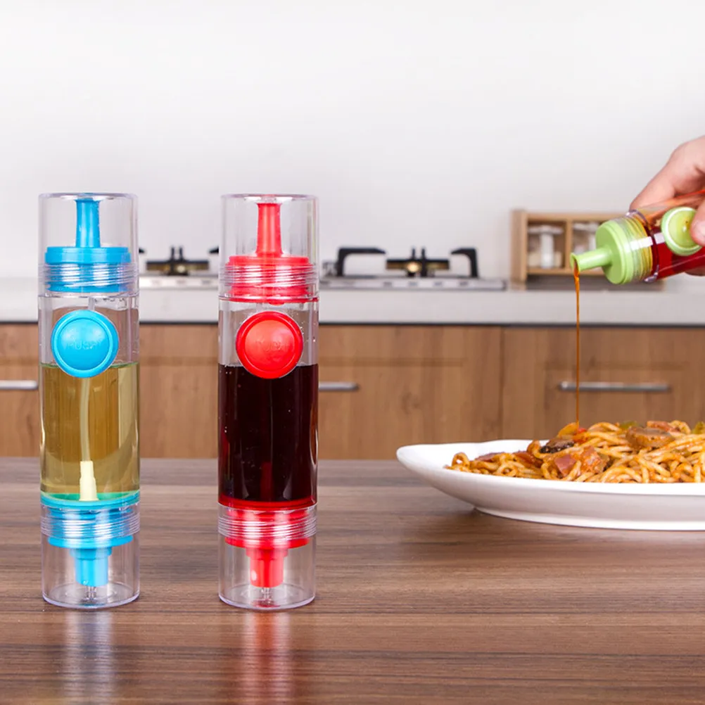 Food Grade Plastic Olive Oil Sauce Bottle Red Sealed Vinegar Dispenser for Cooking Bbq Camping Sauce Bottle Olive Oil Dispenser