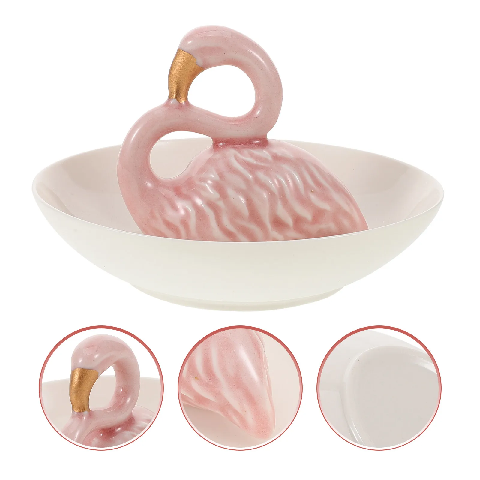 Ceramic Flamingo Ring Holder Jewelry Tray Trinket Dish Small Jewelry Dish Decorative Ring Plate Organizer Jewlery Tray