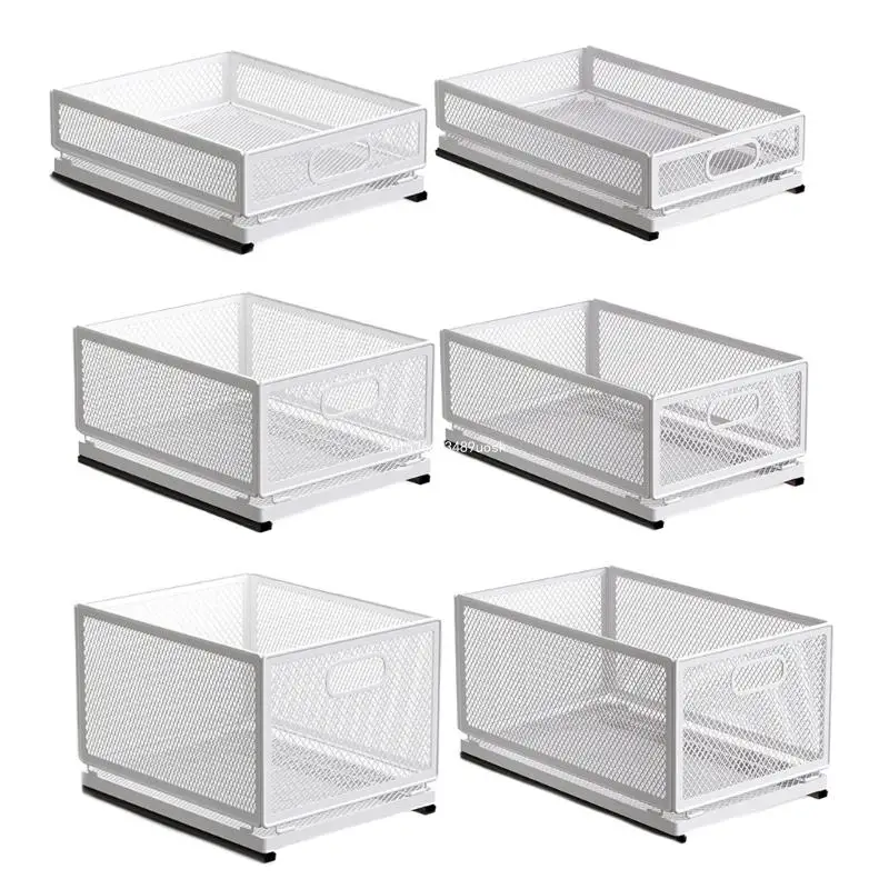 Slide Out Cabinet Drawer Basket Carbon Steel Accessory for Snacks Organization