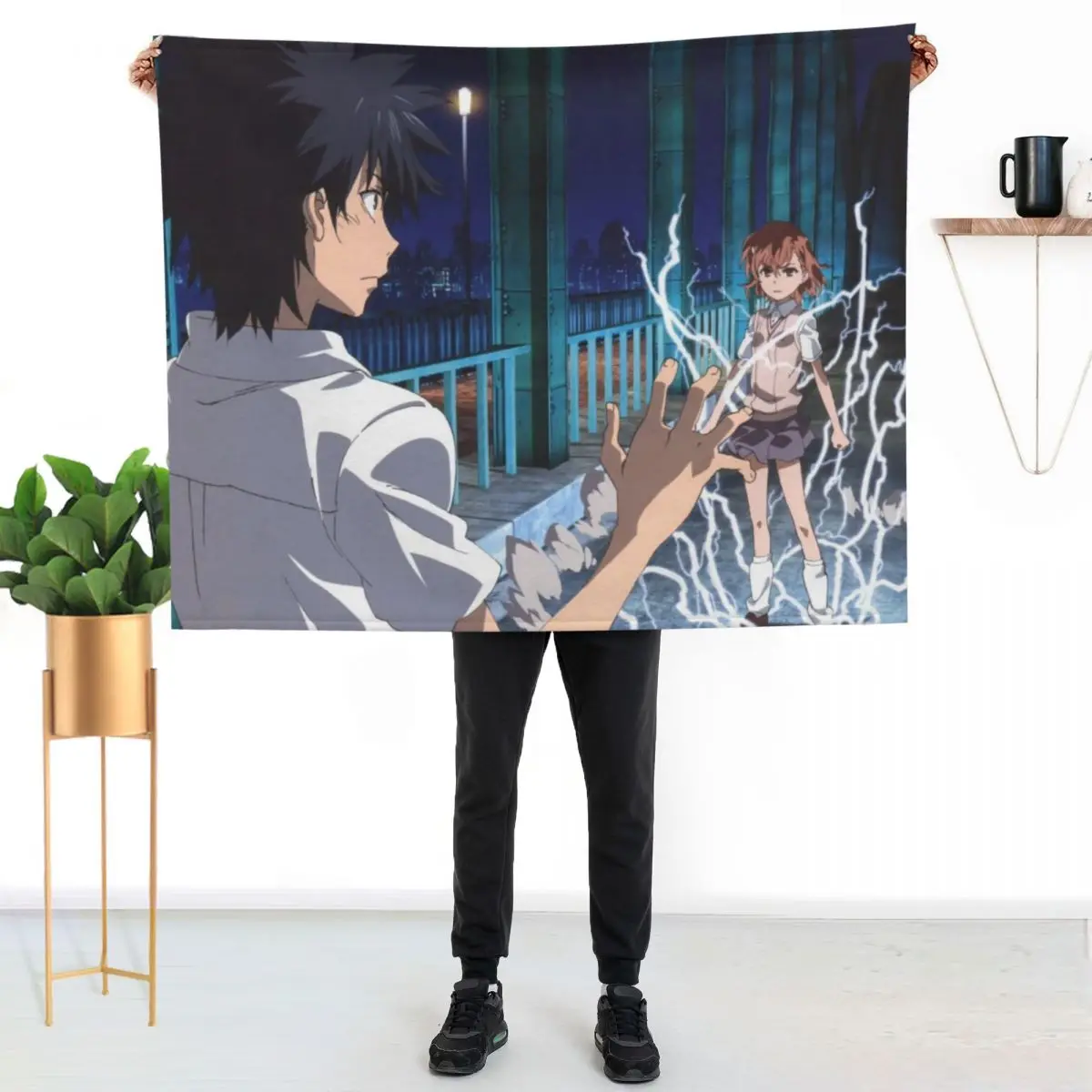 

Toaru Series - Misaka Mikoto & Kamijou Touma Throw Blanket Soft Plush Blanket as Housewarming Gift
