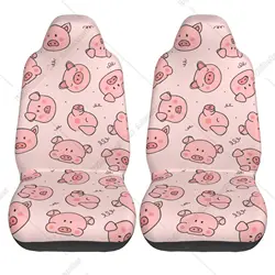 Pink Pig Pattern Car Accessories Protector Car Seat Covers Full Set for Women Vehicle Seat Protector Front Seat Cover Set of 2