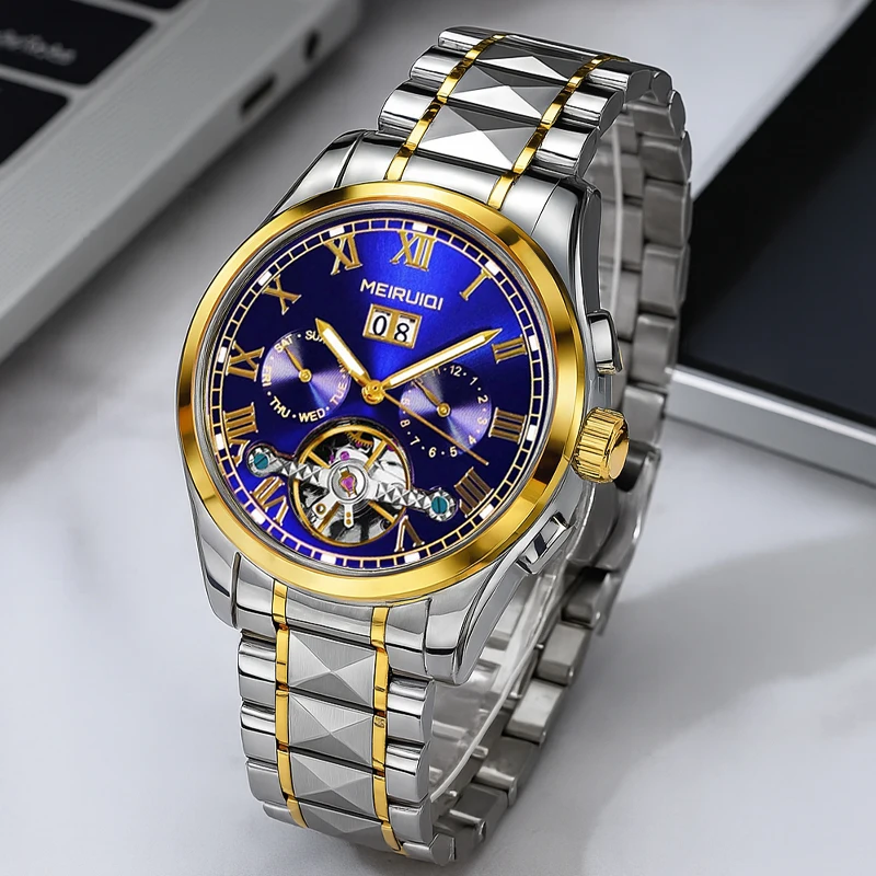 A fashionable casual gift giving mechanical watch for men without numerical scale display of weekly calendar