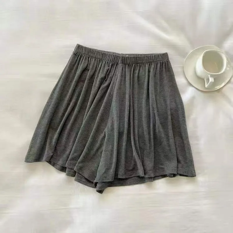 Solid Shorts Women Comfortable Thin Basic Tender Elastic Waist Casual All-match Korean Style Lazy College Classic Summer Daily